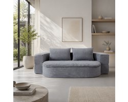 FloraGrace Slaapbank 200 x 130 cm - Opvouwbaar En Omvormbaar Tot Bed Met 2 Kussens - Voor Woonkamer Of Logeerkamer - Flanel - Lichtgrijs