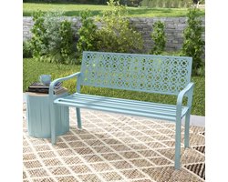 FloraGrace Tuinbank 127 x 63 x 85 cm - 2-Zits Met Rugleuning En Armleuningen - Weerbestendig Voor Tuin En Terras - Staal - Blauw