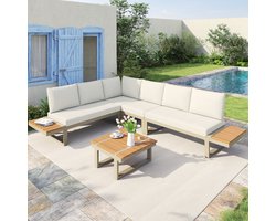 FloraGrace Tuinmeubelset - Omvormbaar Tot 2 Relaxbedden Met Verstelbare Rugleuning - Voor Tuin En Terras - Staal - Beige