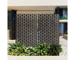 FloraGrace Tuinscherm Vrijstaand 183 X 116 Cm Metaal Zwart Privacyscherm Voor Tuin Balkon Terras Achtertuin Met Stabiele Basis