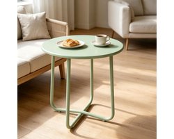FloraGrace Tuintafel Ronde Metalen Buitentafel Met Kruisvoet En Stelpootjes Voor Tuin Terras En Balkon Groen Ø48 X 51 Cm