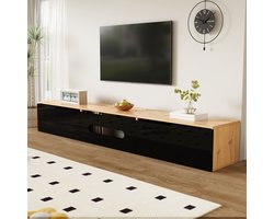 FloraGrace Tv Meubel - Hoogglans Front Met Ledverlichting - Vloer Of Wandmontage Voor Woonkamer - MDF Spaanplaat - 180x35x30 Cm