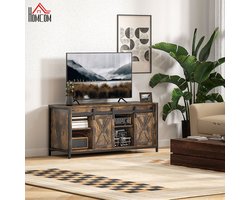 FloraGrace Tv Meubel Industrieel Design Met Schuifdeuren En Kabelbeheer Voor Woonkamer Tot 60 Inch Multiplex Bruin 120 X 40 X 54 Cm