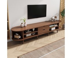 FloraGrace Tv Meubel - Met 2 Laden En Schuifdeuren - Voor Woonkamer En Slaapkamer - MDF Walnootkleur - 175x40x42 Cm