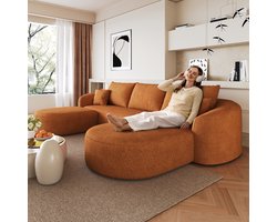 FloraGrace U-Bank 266 Cm - Modulaire Bank Met Zachte Schuimvulling - Voor Woonkamer, Slaapkamer Of Appartement - Chenillestof - Oranje