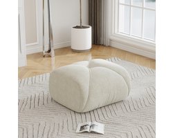 FloraGrace Voetenbankje 78 x 76 x 45 cm - Zacht Gestoffeerd Met 32D Schuim - Voor Woonkamer Of Slaapkamer - Stof - Licht Beige