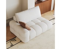 FloraGrace Zitbank 130 cm - 2-Zits Bank Zonder Montage Met Zachte Stoffen Bekleding - Voor Woonkamer Slaapkamer Of Appartement - Stof - Creamy White