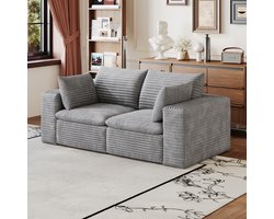FloraGrace Zitbank 180 Cm - 2-Zits Bank Met Afneembare Bekleding En Dubbel Laagontwerp - Voor Woonkamer Of Slaapkamer - Corduroy Stof - Grijs