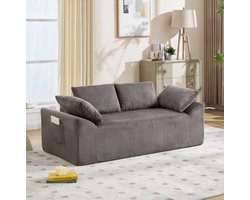 FloraGrace Zitbank – 2-Zits Compacte Bank – Met Diepe Zit, Zachte Stof & Zijvakken – Voor Woonkamer, Slaapkamer of Appartement – Stof – Brown Gray
