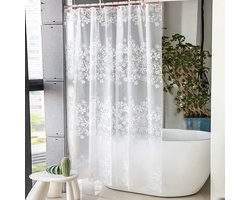 Floral Douchegordijnen met Anti-Schimmel en Waterdichte Eigenschappen, Extra Breed 240/300cm, Inclusief U-Vormige Haakjes voor Badkamer (180x200CM)