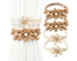 Floral Gordijnbindband Set van 4 Stukken, Verstelbare Boho Gordijnhouders voor Woonkamer en Slaapkamer Decoratie, Ideaal voor Raamdecoratie en Interieurstyling