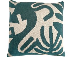 Floral victory knitted cushion green