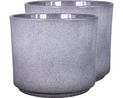 Floran Plantenpot Calla - 2x - groen - spikkels - keramiek - 17 x 14,5 cm - bloempot