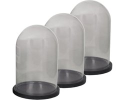 Floran stolp op plateau - 3x - zwart - glas - D15xH25 cm - decoratie - woonaccessoires