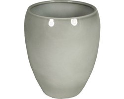 Floran vaas/bloempot - grijs - D25 x H28 cm - keramiek - bloemenvaas - vazen - Bloempot/plantenpot/bloemenvaas