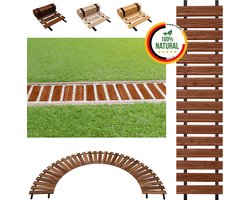 Floranica Uitrolbare houten tuinpad Rollpad van lariks 30 cm x 1 m Bruine Uitrolbaar looppad tuinpad, gebogen, antislip, decoratief, voor feesten, bruiloften, binnenplaats