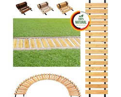 Floranica Uitrolbare houten tuinpad Rollpad van lariks 30 cm x 6 m Natuur Uitrolbaar looppad tuinpad, gebogen, antislip, decoratief, voor feesten, bruiloften, binnenplaats