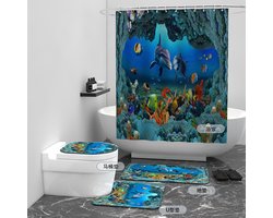 Floraweg Douchegordijn Tropisch regenwoud plant palmblad monstera cactupolyester stof, wasbaar, stof waterdichte polyester gordijnen voor badkamer polyester stof, wasbaar, badgordijn,met 12 stuks douchegordijnhaken 180 x 200cm