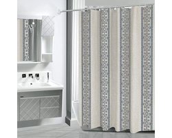 Floraweg Douchegordijn,douchegordijnen voor badkamer Linelkleur groot rooster kraam douchegordijn, wasbaar waterdichte stof stofdouche gordijn set met 12 haken, 72 x 79 inch(180cmX200cm)-Beige