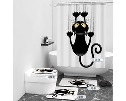 Floraweg Douchegordijn,Shower Curtain,badgordijn,badkamergordijn, dinosaurussen, katten，honden in de badkamer, digitale printen -Anti Schimmel - Inclusief 12 ringen -met 12 stuks douchegordijnhaken – Waterdicht -Wasbaar- Polyester - 180x200 cm
