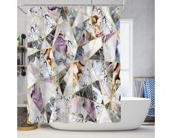 Floraweg Douchegordijn,Shower Curtain,badgordijn,badkamergordijn,Broken Mirror Block effect printen,-topkwaliteit - digitale printen -Anti Schimmel - Inclusief 12 ringen -met 12 stuks douchegordijnhaken – Waterdicht -Wasbaar- Polyester - 180x200 cm