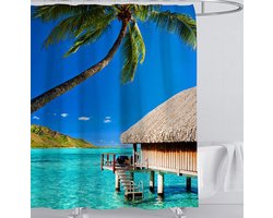 Floraweg Douchegordijn,Shower Curtain,badgordijn,badkamergordijn,De kat poes in de waskamer,-topkwaliteit - digitale printen -Anti Schimmel - Inclusief 12 ringen -met 12 stuks douchegordijnhaken – Waterdicht -Wasbaar- Polyester - 180x200 cm