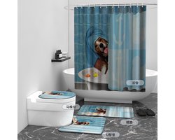 Floraweg Douchegordijn,Shower Curtain,badgordijn,badkamergordijn,Honden in de badkamer,-topkwaliteit - digitale printen -Anti Schimmel - Inclusief 12 ringen -met 12 stuks douchegordijnhaken – Waterdicht -Wasbaar- Polyester - 180x200 cm