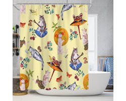 Floraweg Douchegordijn,Shower Curtain,badgordijn,badkamergordijn,Volledige printen, dieren, bloemen ,digitale printen -Anti Schimmel - Inclusief 12 ringen -met 12 stuks douchegordijnhaken – Waterdicht -Wasbaar- Polyester - 180x200 cm