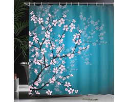 Floraweg Douchegordijn,Shower Curtain,badgordijn,Verschillende printen, bladeren, veren, strepen, bloemen, cube , digitale printen -Anti Schimmel - Inclusief 12 ringen -met 12 stuks douchegordijnhaken – Waterdicht -Wasbaar - 180x200 cm