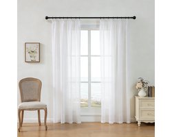 Floraweg: luxe, opengewerkte witte vitrages in Franse stijl; halfdoorzichtig; lichtdoorlatende gordijnen voor slaapkamers, woonkamers en erkerramen, 132x220cm