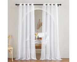 Floraweg Sheer Voile 45gsm,Gordijnen met Oogjes Semi-Transparant Look Gordijn Transparant Luchtig Transparant Raamgordijn Decoratief Gordijn voor Slaapkamer Woonkamer, 1 stuk,(Wit, 140 B x 175 H cm )