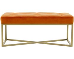 Floraya - Bankje Cameron - Oranje/Goud - 40x90x40 cm (LxBxH) - Draagvermogen 130KG - Velours - Halbankje