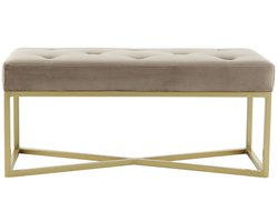 Floraya - Bankje Cameron - Taupe/Goud - 40x90x40 cm (LxBxH) - Draagvermogen 130KG - Velours - Halbankje