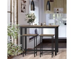 Floraya - Bartafel + 2 barkrukken - 120x60x90 cm - Bruin/Zwart - Industrieel design