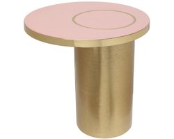 Floraya - Bijzettafel Art Deco Deluxe - Roze/Goud - 51x51x50 cm (LxBxH) - Design bijzettafel