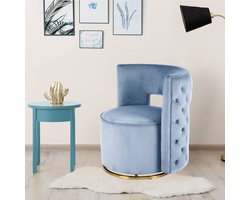Floraya - Draaifauteuil Beverly - Lichtblauw - velours - 360 graden draaibaar - Maximale draagkracht 120KG - draaistoel