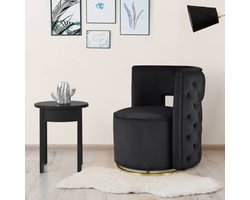 Floraya - Draaifauteuil Beverly - Zwart - velours - 360 graden draaibaar - Maximale draagkracht 120KG - draaistoel