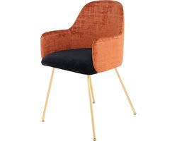 Floraya - Eetkamerstoel Richard - Terracotta/Zwart - 50x53x85cm (LxBxH) - Maximale draagkracht 120KG