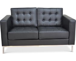 Florence Knoll Bank - 2 Zits - Zwart - Leer - Knoll - Zitbank - Design bank