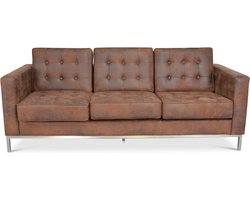 Florence Knoll Bank - 3 Zits - Vintage Bruin - Suede leder - Design Bank - Sofa - Zitbank