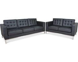 Florence Knoll banken set - 2 & 3 Zits - Zwart - Leder