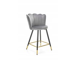 Florencja Grijze Schelp Barkruk - Elegant ontwerp met gouden accenten