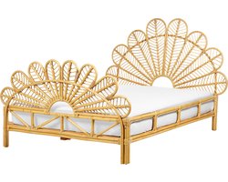 FLORENTINE - Tweepersoonsbed - Lichtbruin - 140 x 200 cm - Rotan