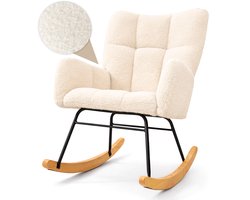 Floressa - Schommelstoel Babykamer - Voedingsstoel - Relaxstoel - Fauteuil - Borstvoedingsstoel - Roomwit/Beige