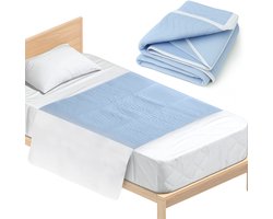 Floressa – Wasbare Incontinentie Bedonderlegger – Matras Onderlegger - Matras Beschermer met Instopstroken – 85x90 cm - Blauw