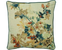 FLORETTE | Sierkussen 45x45 cm | Mountain View | Groen | Multicolor | Hoii | met duurzame kussenvulling | Luxe woonkussen van hoogwaardige kwaliteit