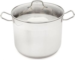 Florina Gastro RVS soeppan kookpan groot 28 x 22 cm - 13 liter - geschikt voor alle warmtebronnen ook inductie - Hoogwaardige materialen - inclusief glazen deksel