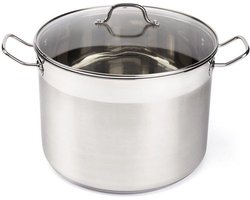 Florina Gastro RVS soeppan kookpan groot 32 x 26.5 cm - 18.5 liter - geschikt voor alle warmtebronnen ook inductie - Hoogwaardige materialen - inclusief glazen deksel