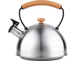 Florina Natura Line fluitketel geborsteld RVS zilver 2.3 Liter - waterketel - geschikt voor alle warmtebronnen