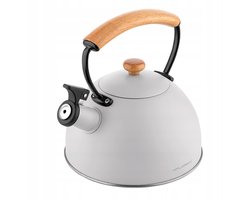 Florina New Natura Steel 1,8L grijze waterkoker met fluitje - inductie